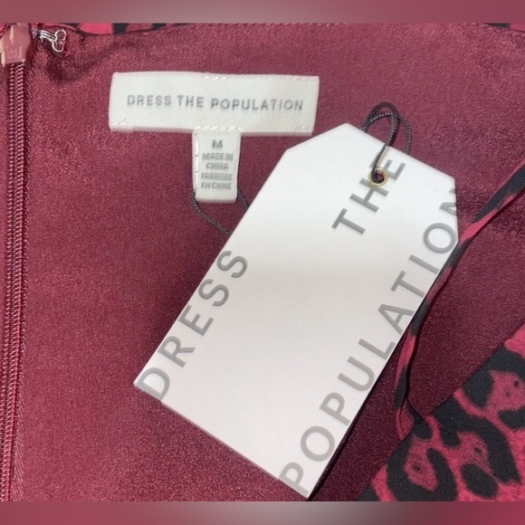 Dress The Population Kallan Maroon Leopard Print Mini Deess - Picture 2 of 3